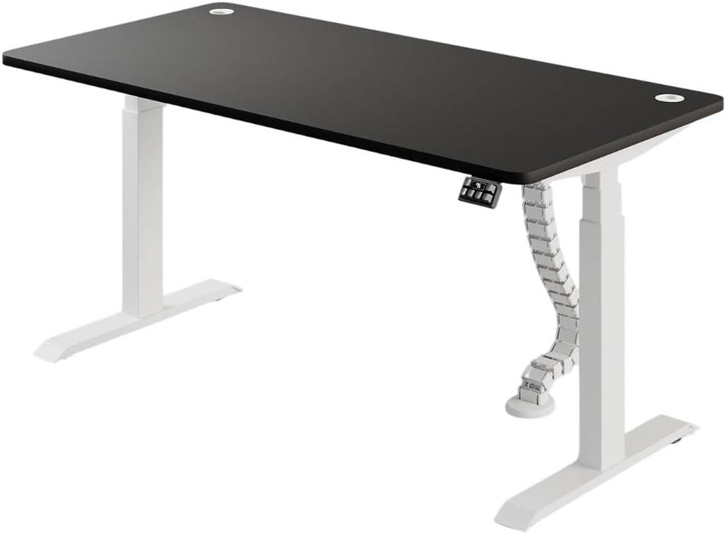AFTERWORK Electric Height Adjustable Standing Desk, Neo Max Series, Dual Motor, Ergonomic Design, 120x70cm, Black Table Top & White Frame, Advanced Touch Control Black&White | NeoMax120BW